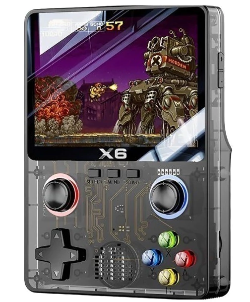 CONSOLA PORTÁTIL X6 MULTICONSOLA GBA/SFC/MD / 32GB TRANSPARENTE NEGRA