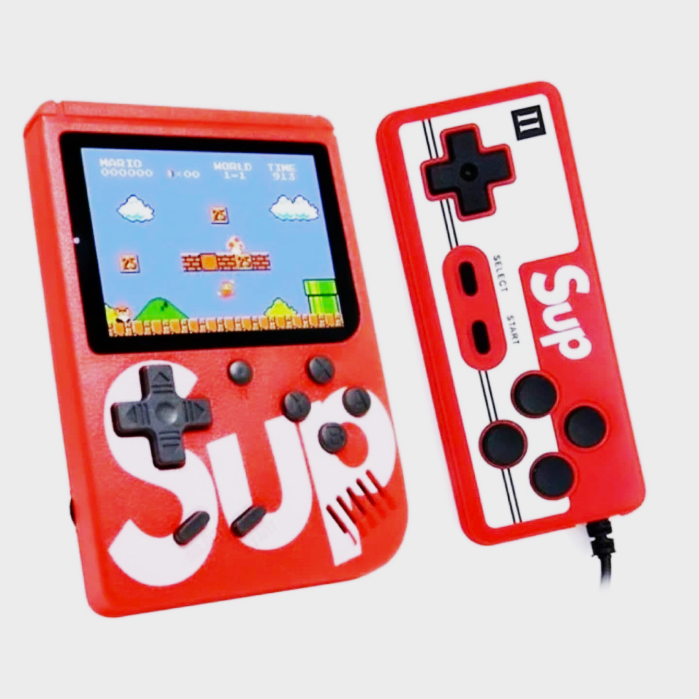 CONSOLA PORTATIL SUP 400 GAME NES (8 BITS) / INTERNA / 400 JUEGOS FAMILY GAME CON JOYSTICK BLANCO