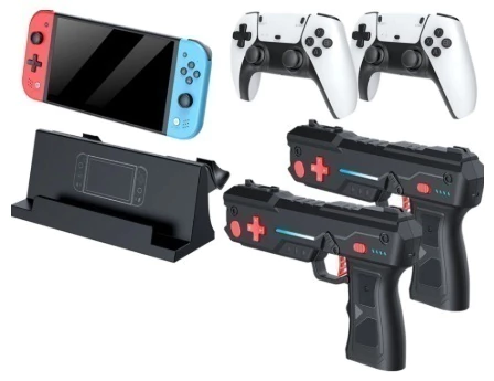 CONSOLA PORTATIL M20 PRO MAME/GBA/SNES / 64GB / TIPO SWITCH, INCLUYE 2 PISTOLAS, 2 JOYSTICKS Y BASE TV